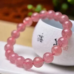 vòng tay đá thạch anh dâu tây hồng