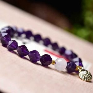Vòng tay đá thạch anh tím lục giác